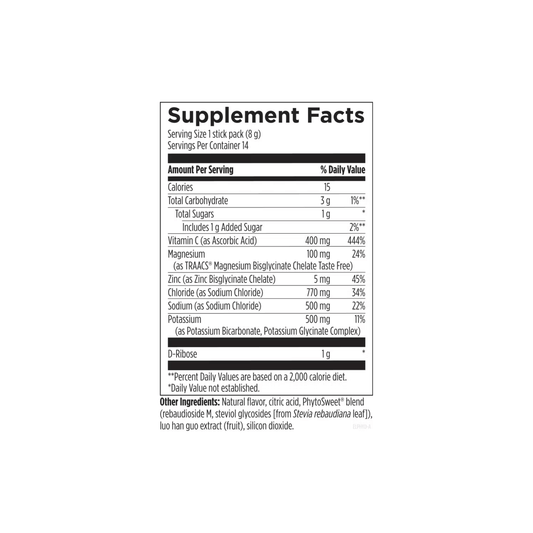 Supplement Facts label for ElectroPure Hydration showing electrolyte content, vitamins, and minerals for hydration and exercise recovery