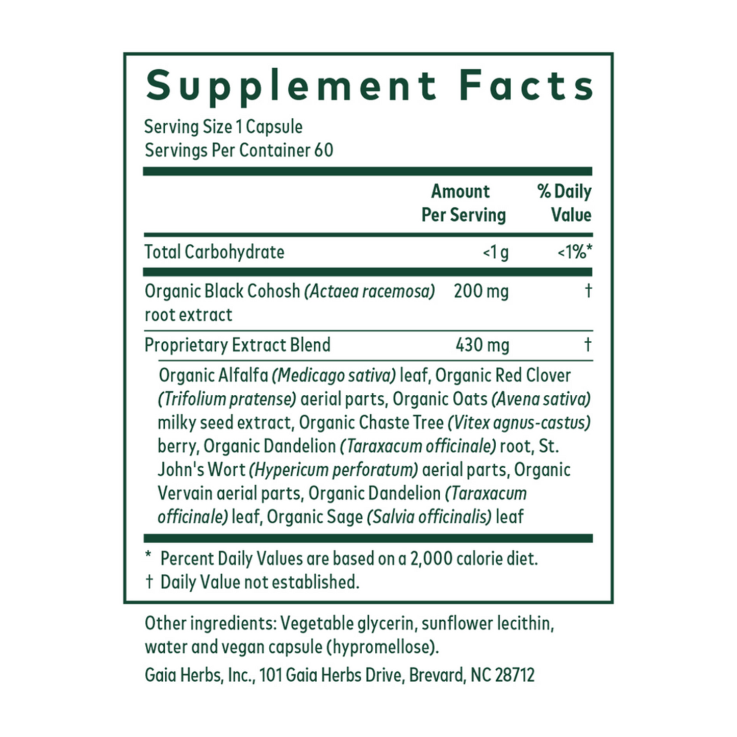Gaia Herbs Pro Female Support Formula Ingredients