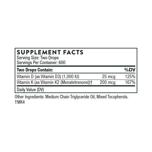 Vitamin D + K2 Liquid By Thorne