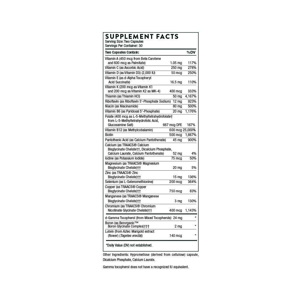 Basic Nutrients 2/Day - NSF Certified for Sport By Thorne