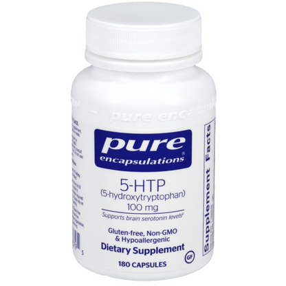 Pure Encapsulations 5-HTP 100mg dietary supplement bottle for mood and serotonin support