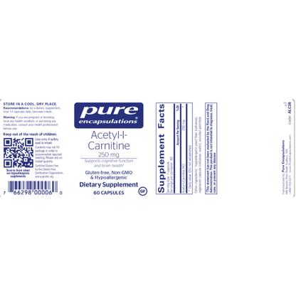 Acetyl I Carnitine 250 Mg Pure Encapsulations Label