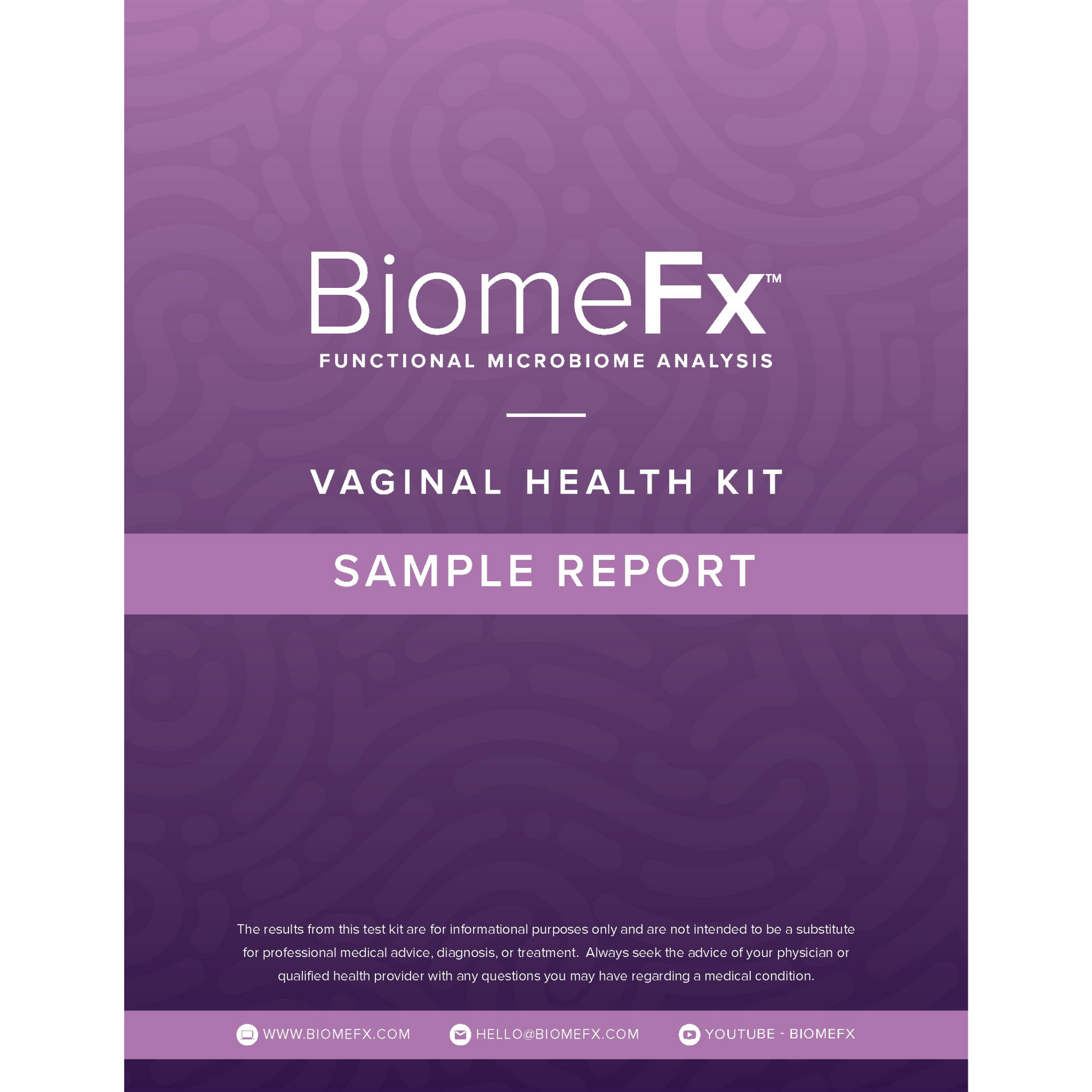 Biome FX Vaginal Health Microbiome Labs Kit Sample Report Cover