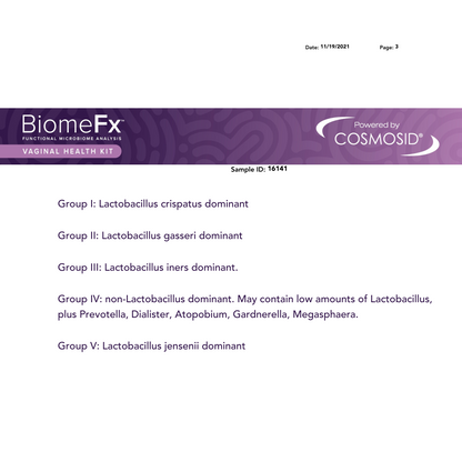Biome FX Vaginal Health Microbiome Labs Kit Sample Report Page 3