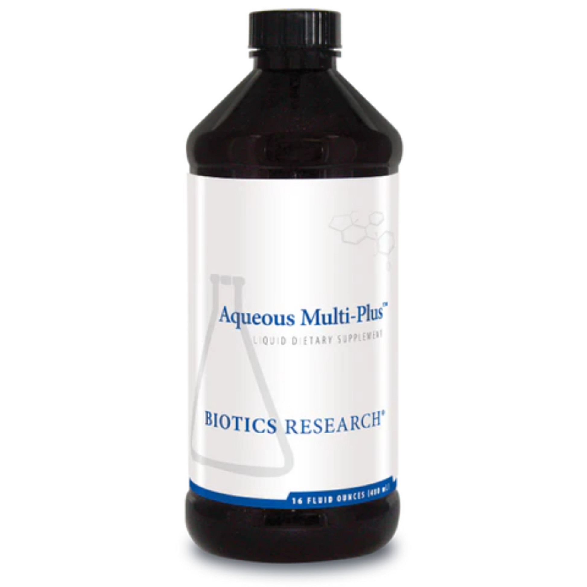 Aqueous Multi-Plus liquid multivitamin bottle by Biotics Research for adult and children's nutritional support