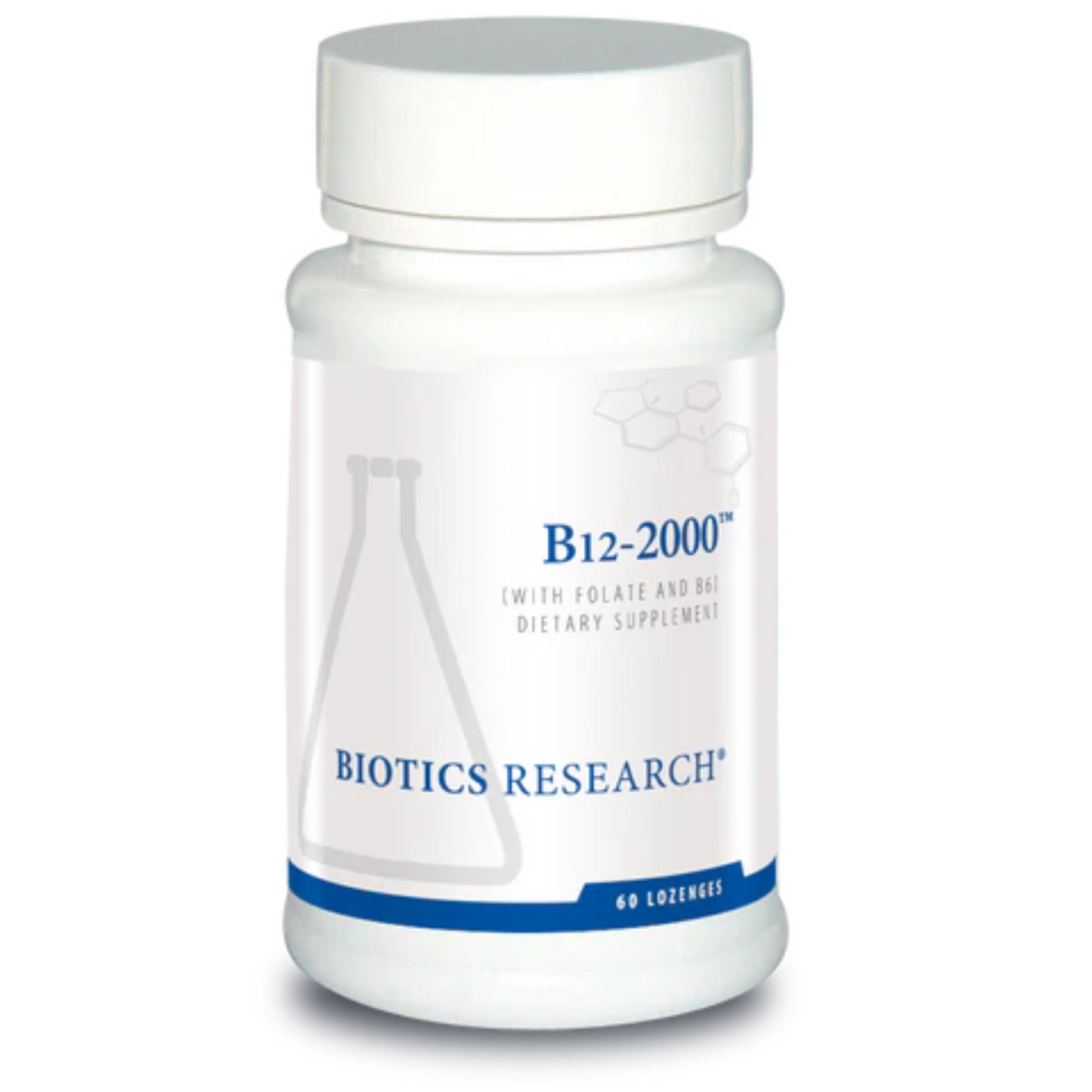 B12-2000 Lozenges bottle by Biotics Research for prenatal and energy support