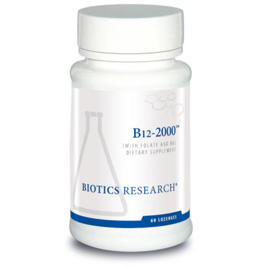 B12-2000 Lozenges bottle by Biotics Research for prenatal and energy support