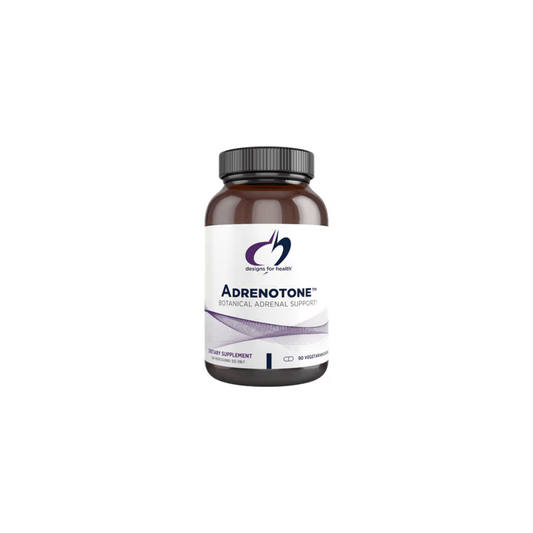 Adrenotone by Designs for Health 90-capsule bottle supporting adrenal health, adaptogenic stress response, energy, and hormonal balance