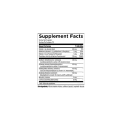Supplement Facts label for Adrenotone by Designs for Health showing vitamins, nutrients, and adaptogenic herbs supporting healthy adrenal function and stress response