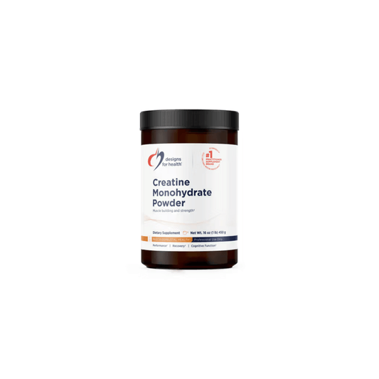 Designs for Health Creatine Monohydrate Powder container – 5 g micronized creatine supplement for muscle strength, growth, and healthy aging