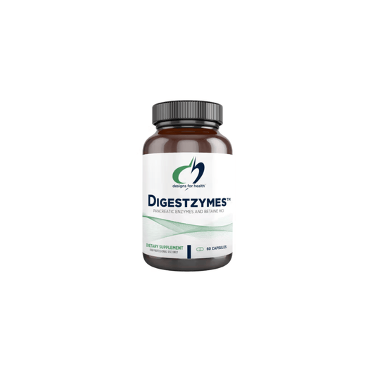 Bottle of Digestzymes by Designs for Health, 60 capsules, comprehensive digestive enzyme support supplement