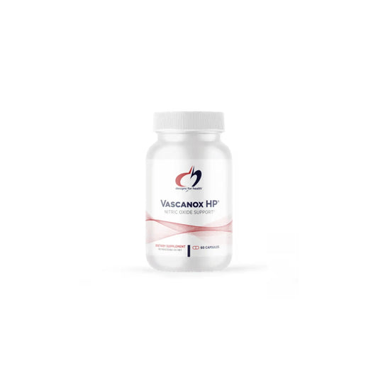 Vascanox HP bottle by Designs for Health providing comprehensive nitric oxide and cardiovascular support
