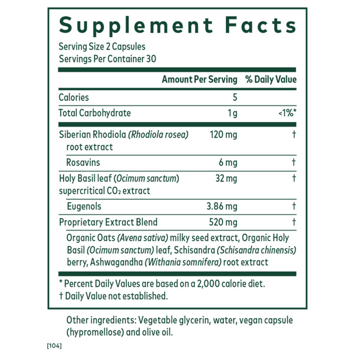 Gaia Herbs Pro Day time HPA Ingredients