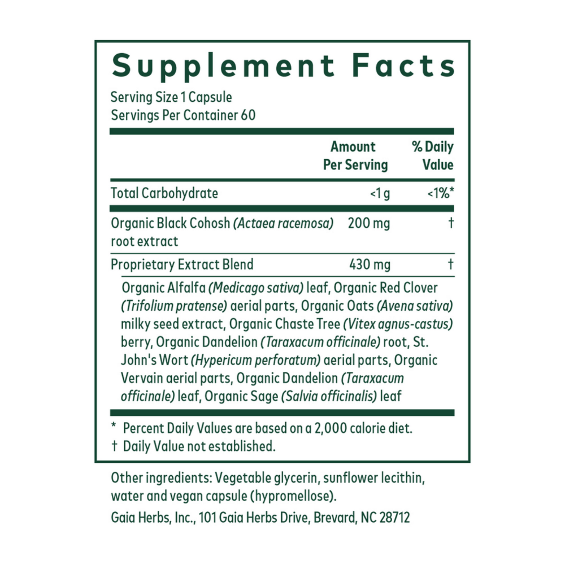 Gaia Herbs Pro Female Support Formula Ingredients