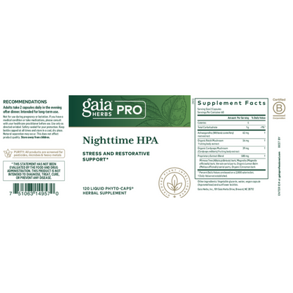 Gaia Herbs Pro Nighttime Hpa Label