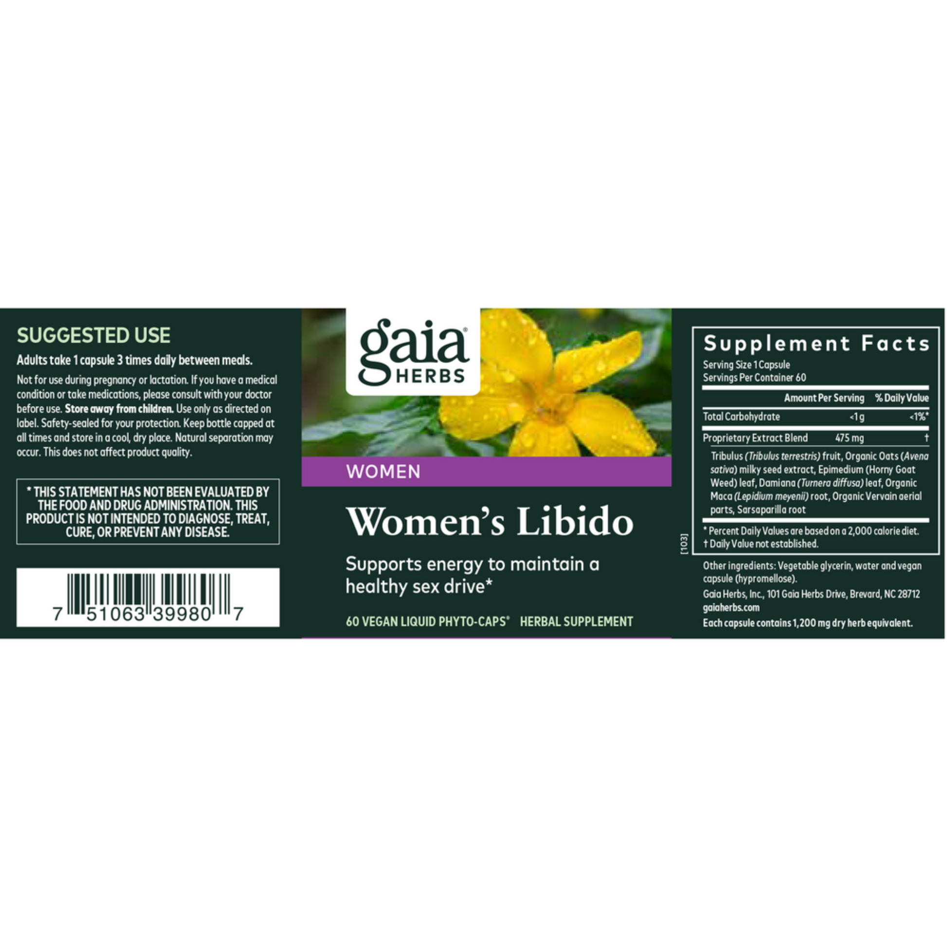 Gaia Herbs Womens Libido Label
