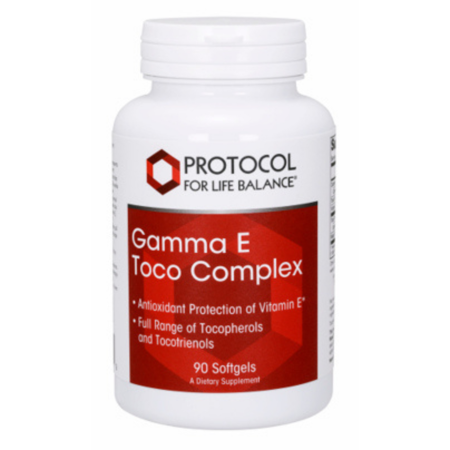 Gamma E Toco Complex vitamin E antioxidant supplement by Protocol for Life Balance, 90 softgels bottle