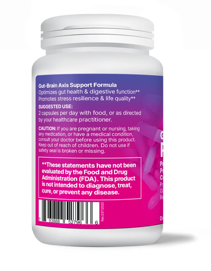 Probiotic bottle with pink label on a white background