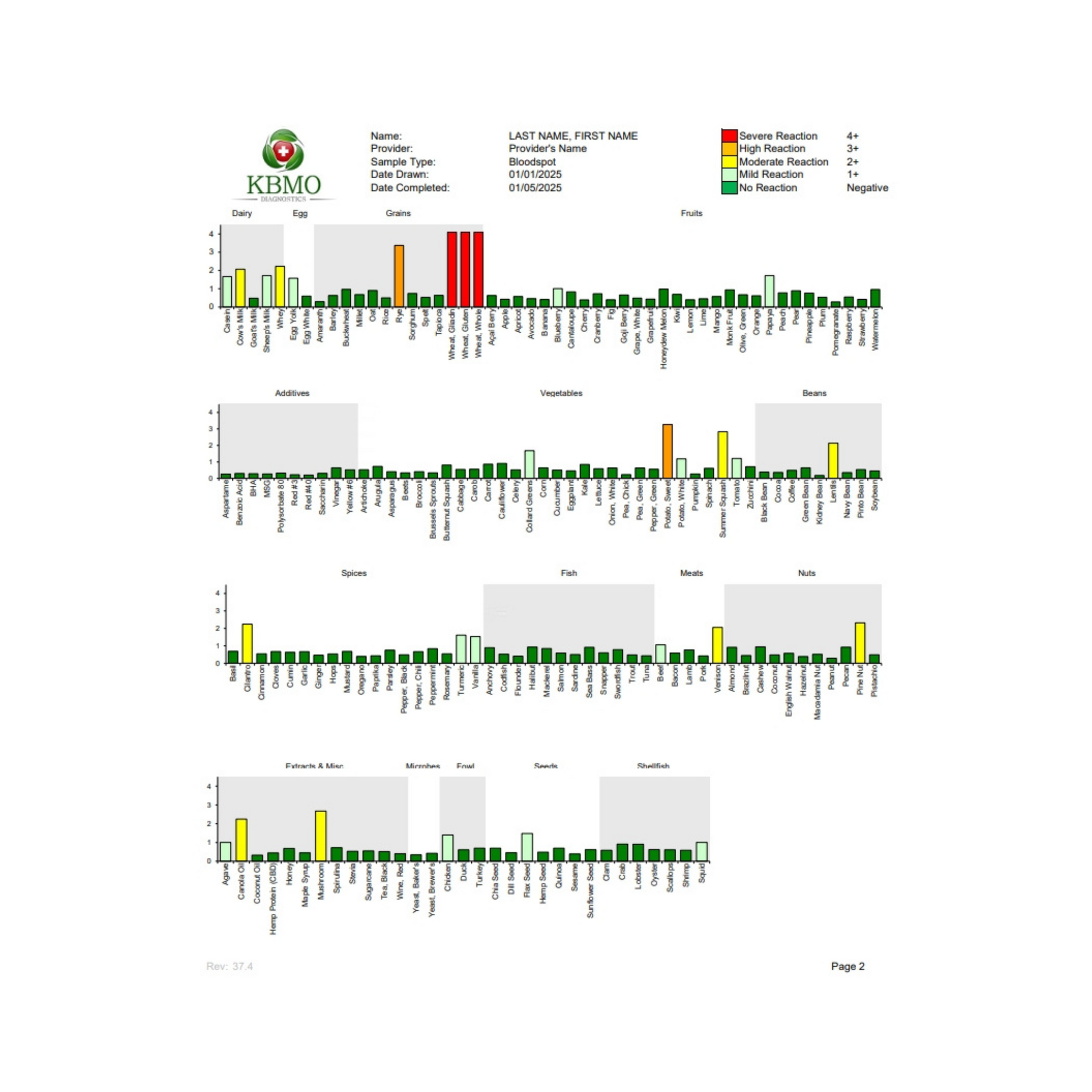 KBMO Diagnostics Fit 176 Test Patient Results Page 2