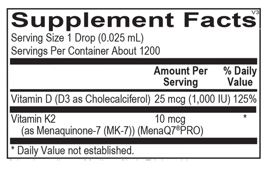 Liquid Vitamin D3 with K2 by Ortho Molecular