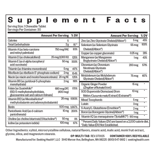 Multivitamin One Chewable By Seeking Health