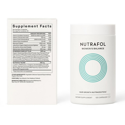 Nutrafol Women's Balance hair growth supplement for women 45+ with vitamins and natural ingredients, 120 capsules