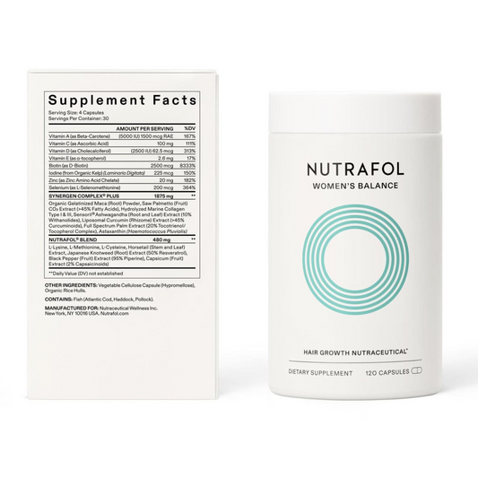 Nutrafol Women's Balance hair growth supplement for women 45+ with vitamins and natural ingredients, 120 capsules