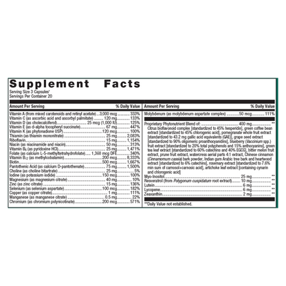 Supplement facts label on a white background