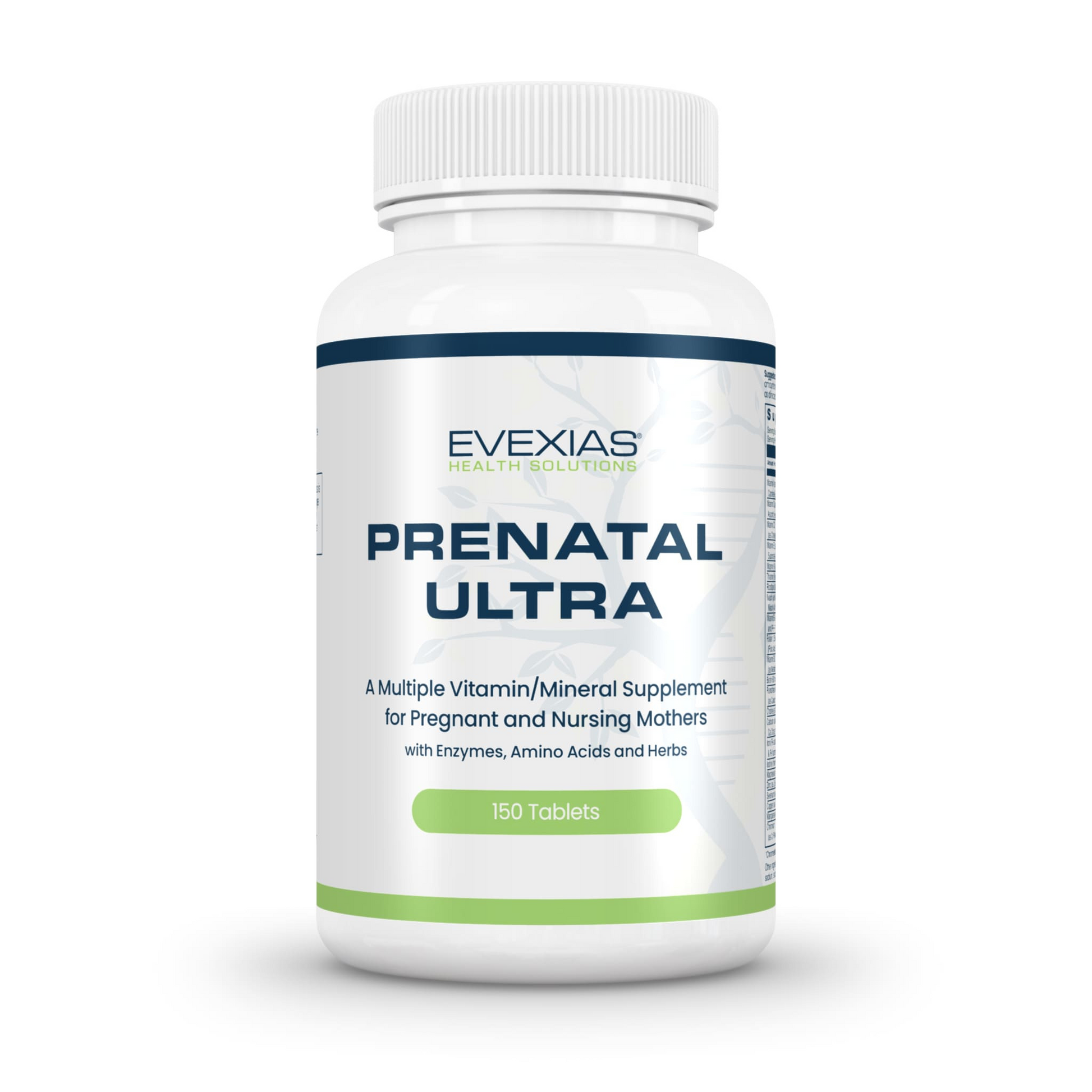 Prenatal Ultra by Evexias vitamin and mineral supplement for pregnant and nursing mothers with enzymes, amino acids, and herbs.