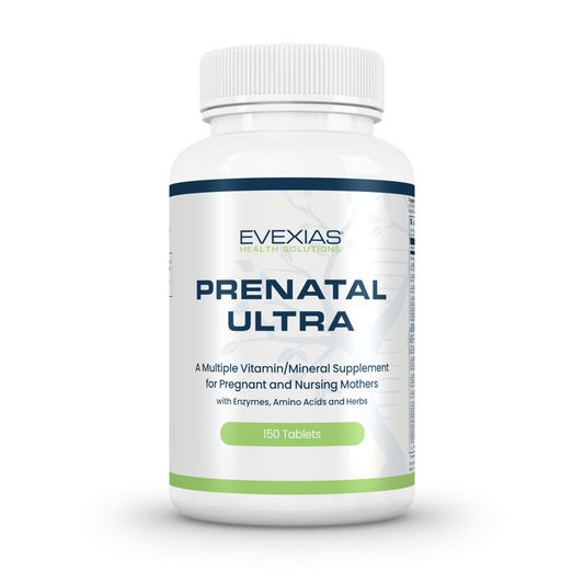 Prenatal Ultra by Evexias vitamin and mineral supplement for pregnant and nursing mothers with enzymes, amino acids, and herbs.