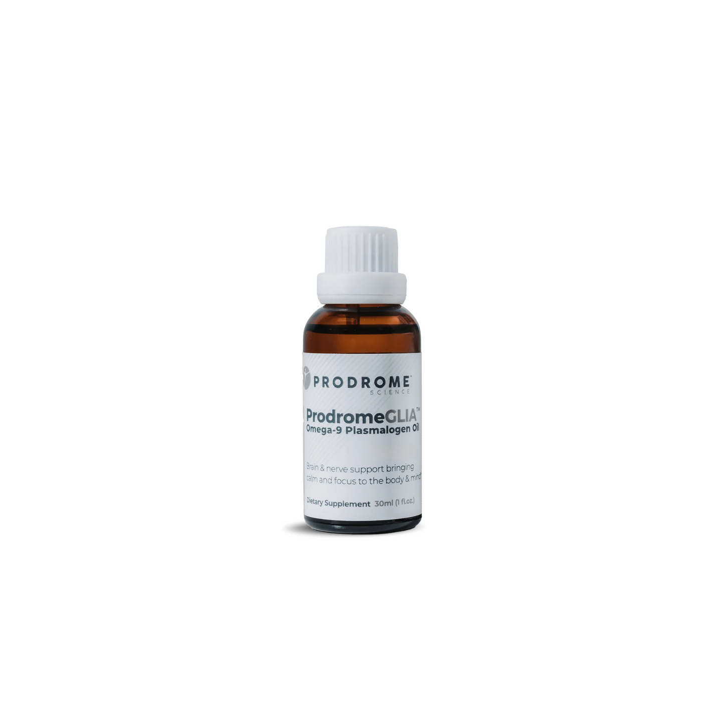 ProdromeGLIA omega-9 brain support supplement bottle for cognitive and nerve health.