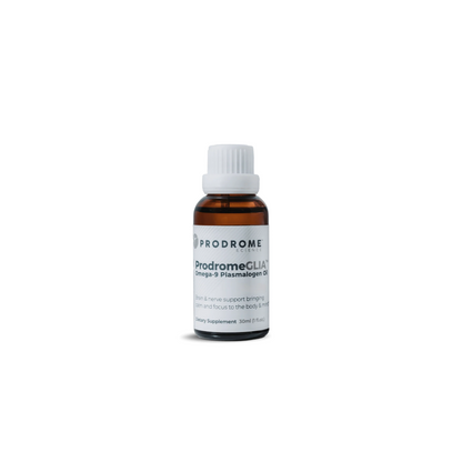 ProdromeGLIA omega-9 brain support supplement bottle for cognitive and nerve health.