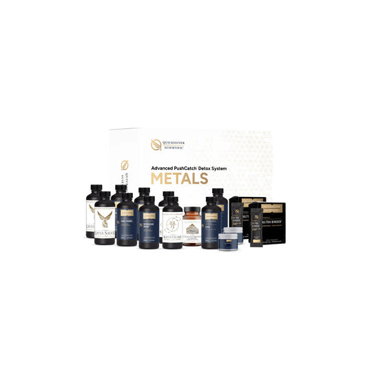 Complete Advanced PushCatch Detox System METALS by Quicksilver Scientific showing all components in the set