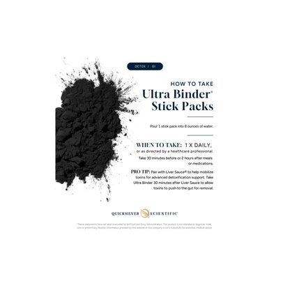 Ultra Binder Sensitive stick packs how to use graphic for detox timing