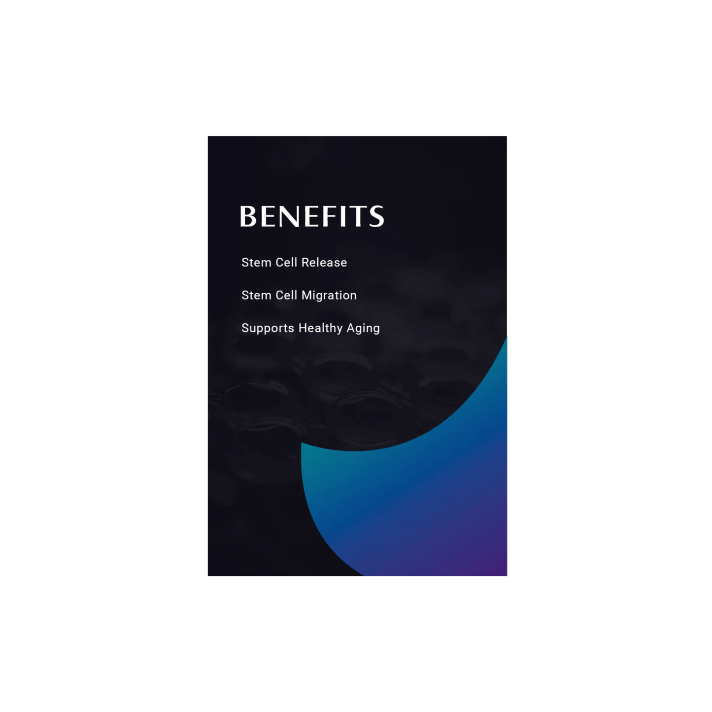 STEMREGEN Release benefits graphic highlighting stem cell release, stem cell migration, and support of healthy aging