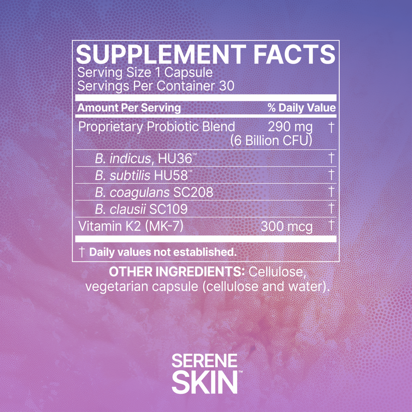 Serene Skin Microbiome Labs Ingredients