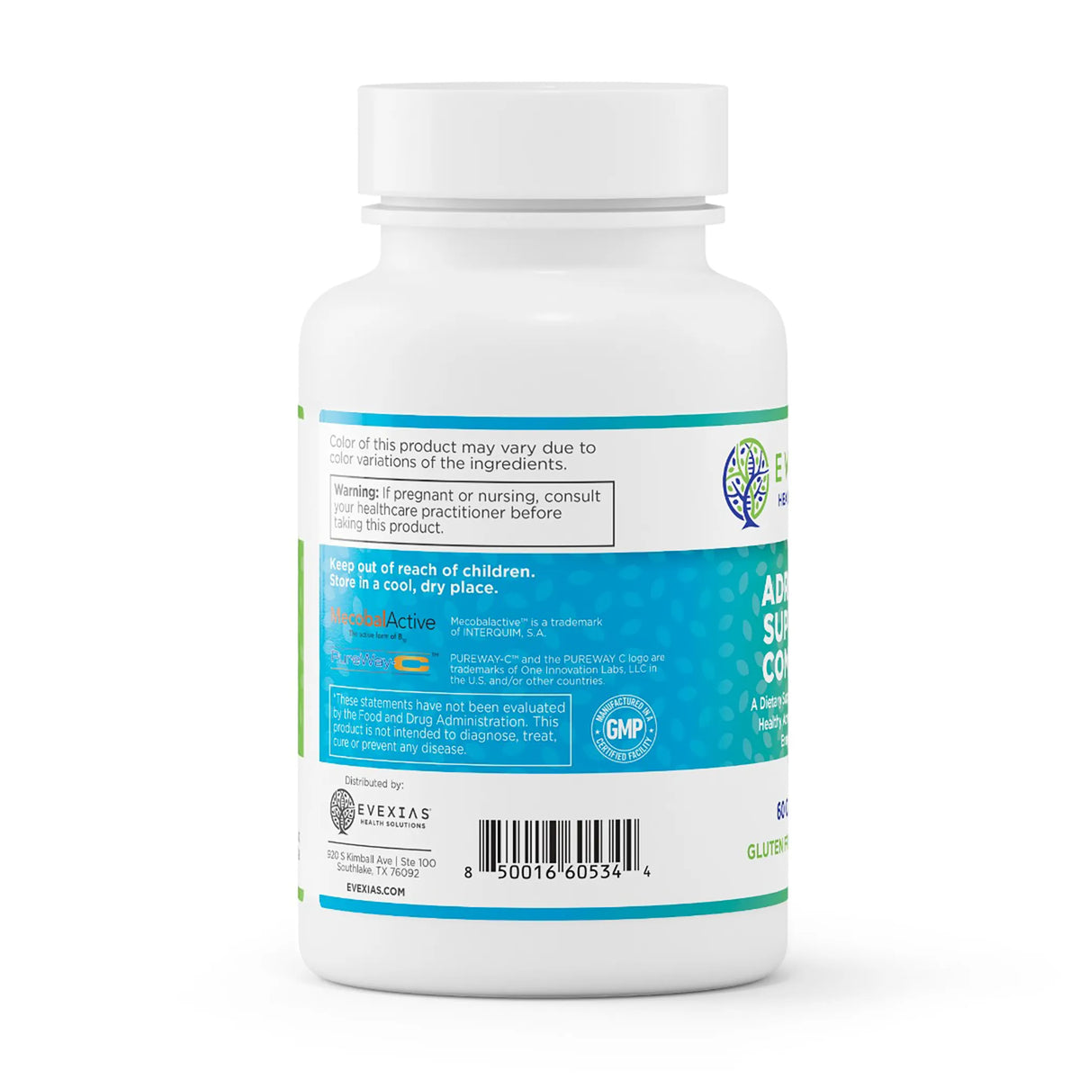 evexias health adrenal support complex bottle information