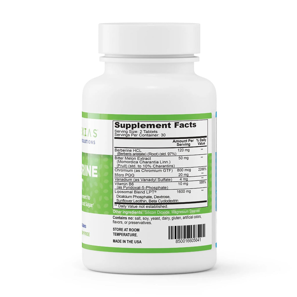 evexias health berberine lpt bottle supplement facts