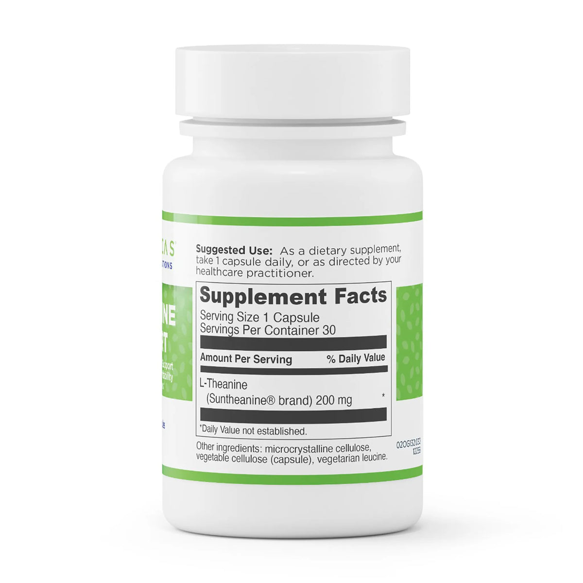 evexias health l-theanine support bottle supplement facts