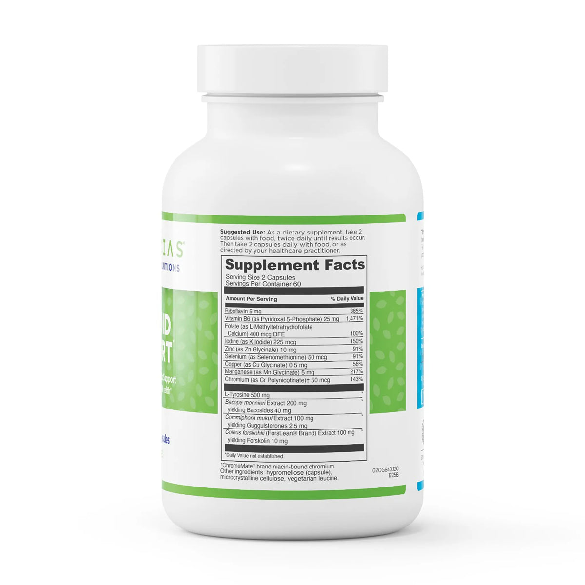 evexias health thyroid support bottle supplement facts